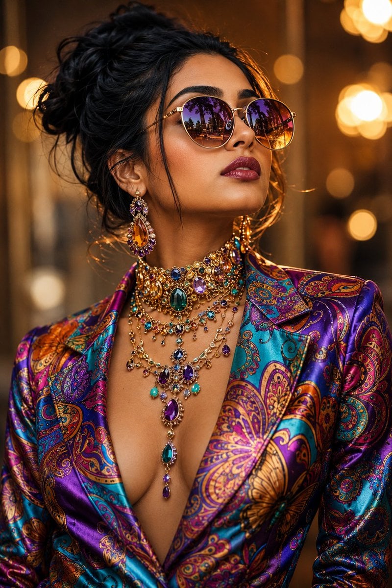 Luxury Silk and Gemstones — AI image template example