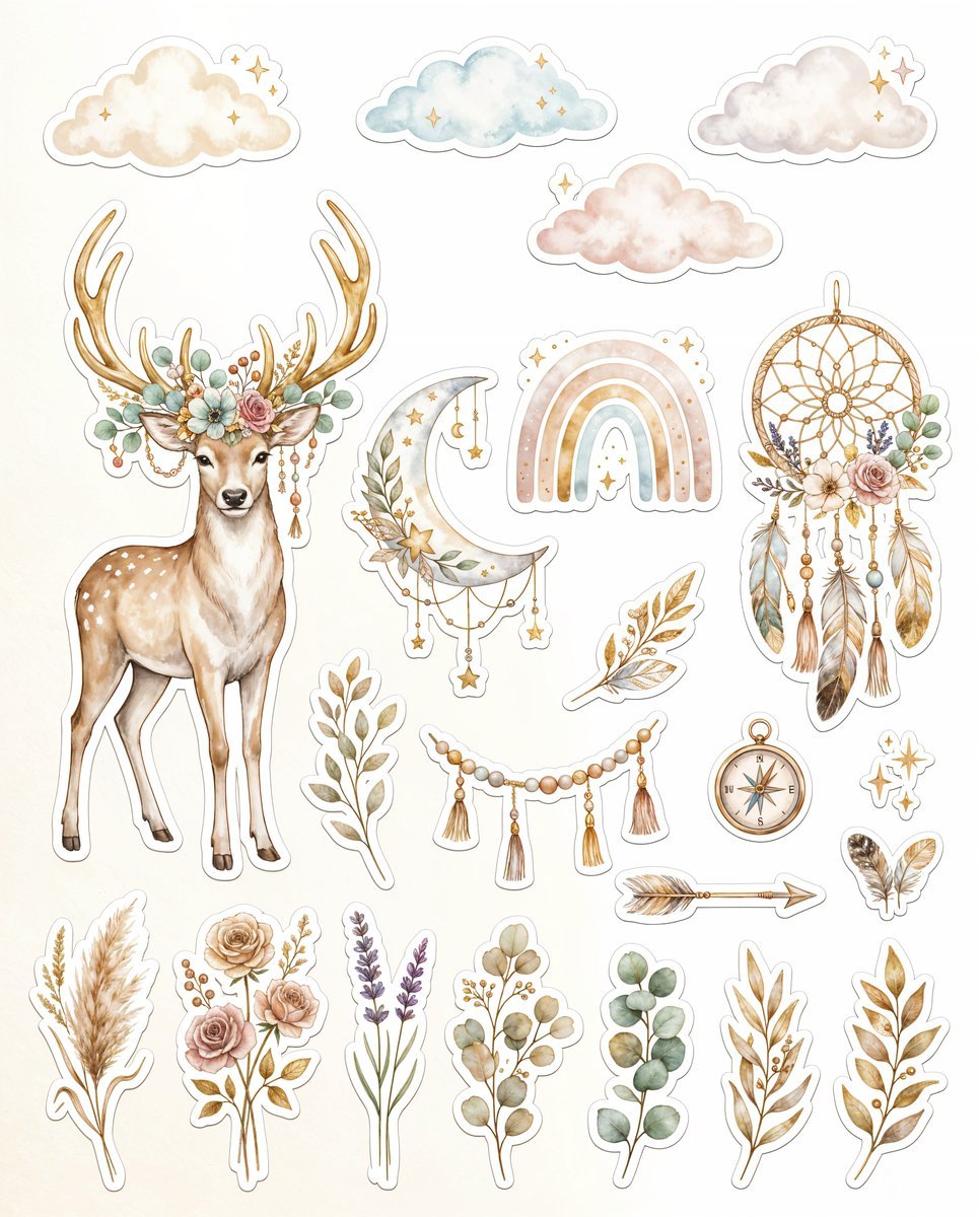 Luxury Boho Sticker Collection — AI image template example