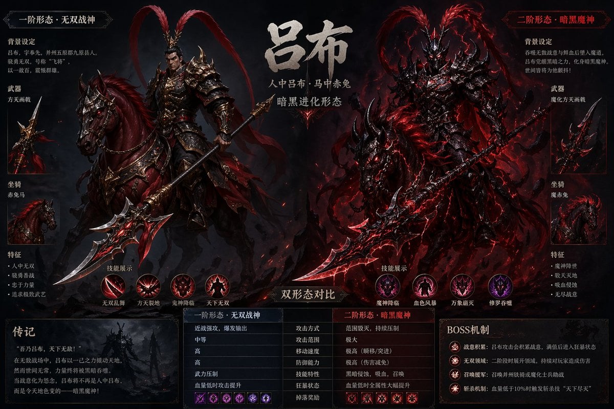 Lu Bu Game Boss Dual Form Design