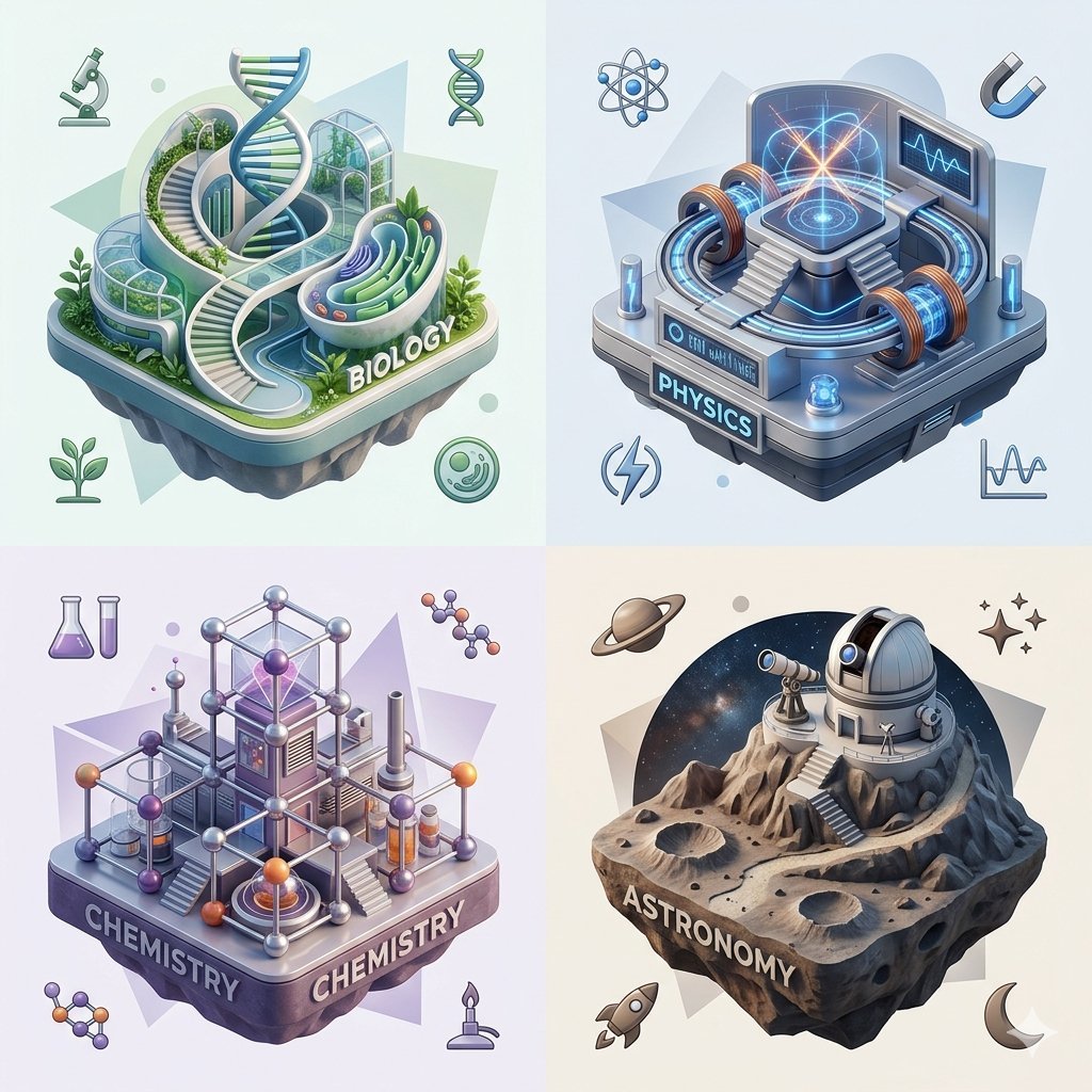 Isometric Science Concept Diorama Grid