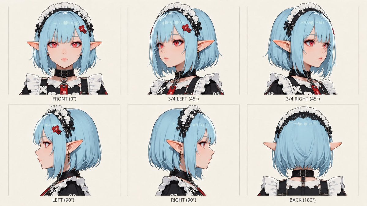 Anime Elf Maid Turnaround Sheet