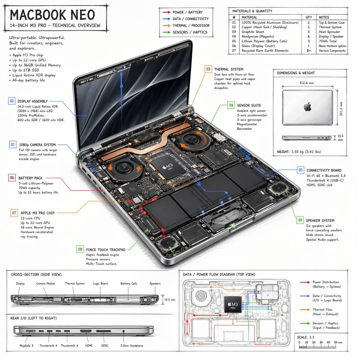 Laptop Technical Overview Infographic
