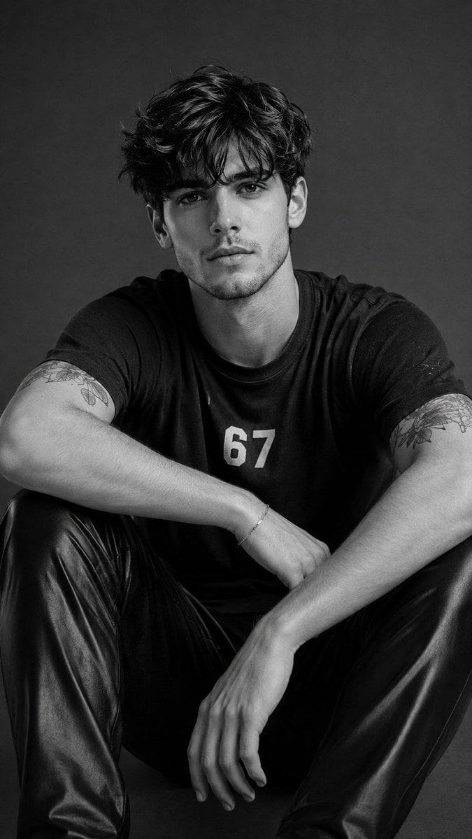 Black and White Studio Portrait with Pet reference image 1