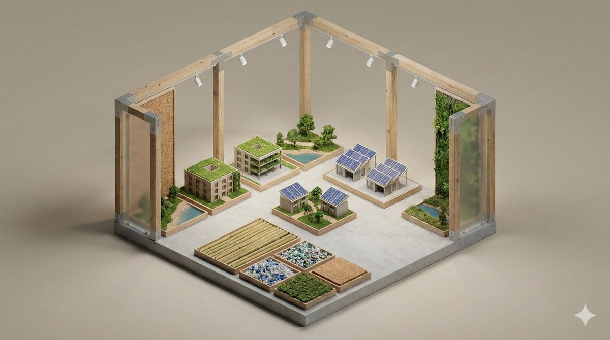 Minimalist 3D Isometric Exhibition Pod Diorama