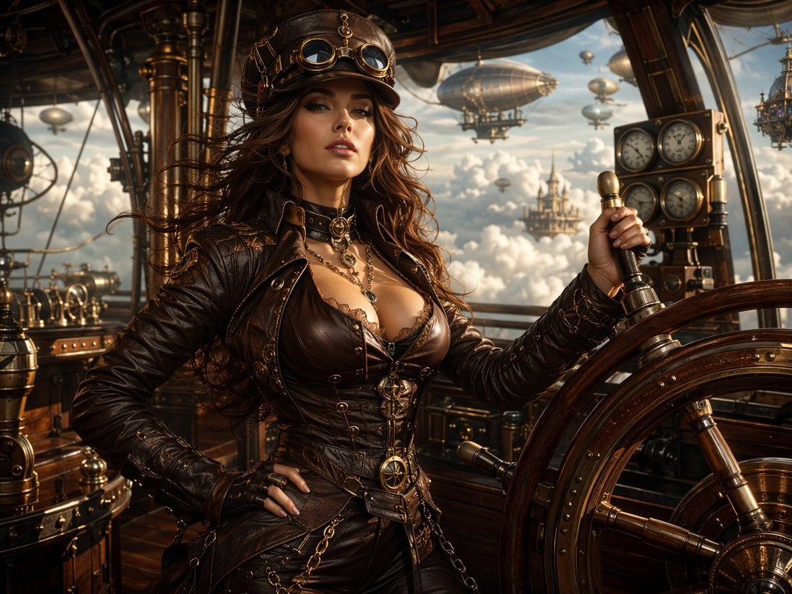 Steampunk Airship Captain Portrait — AI image template example