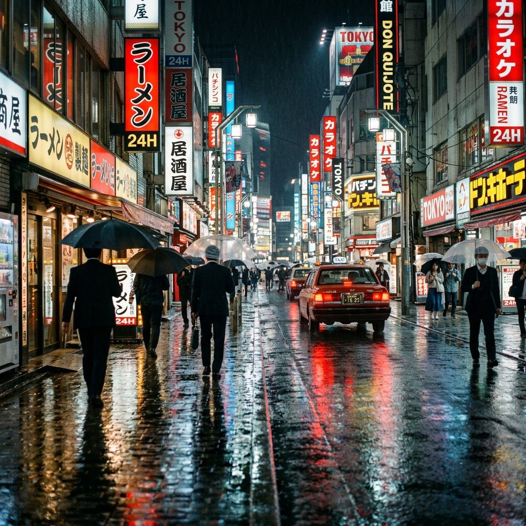 Cinematic Tokyo Street at Night