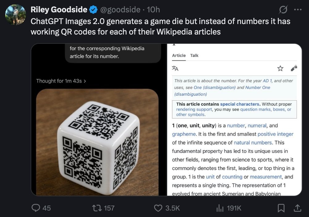 Tweet Screenshot of QR Code Dice Demo