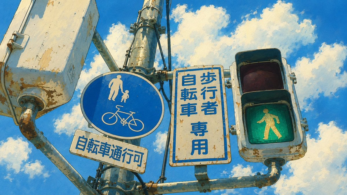 Weathered Japanese Crossing Signs