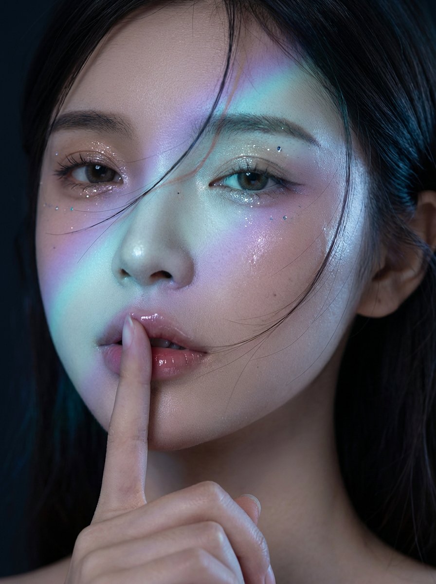 Midnight K-Fashion Editorial Portrait from Reference Image