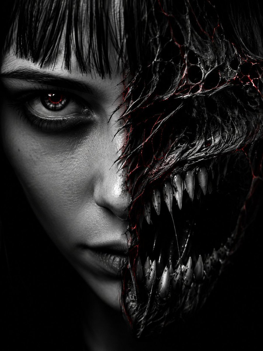 Split Face Horror Portrait — AI image template example