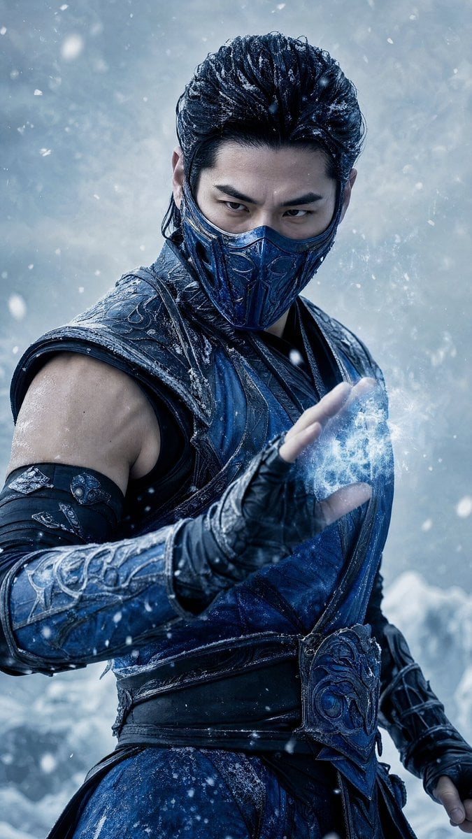 Cinematic Ice Ninja Portrait — AI image template example
