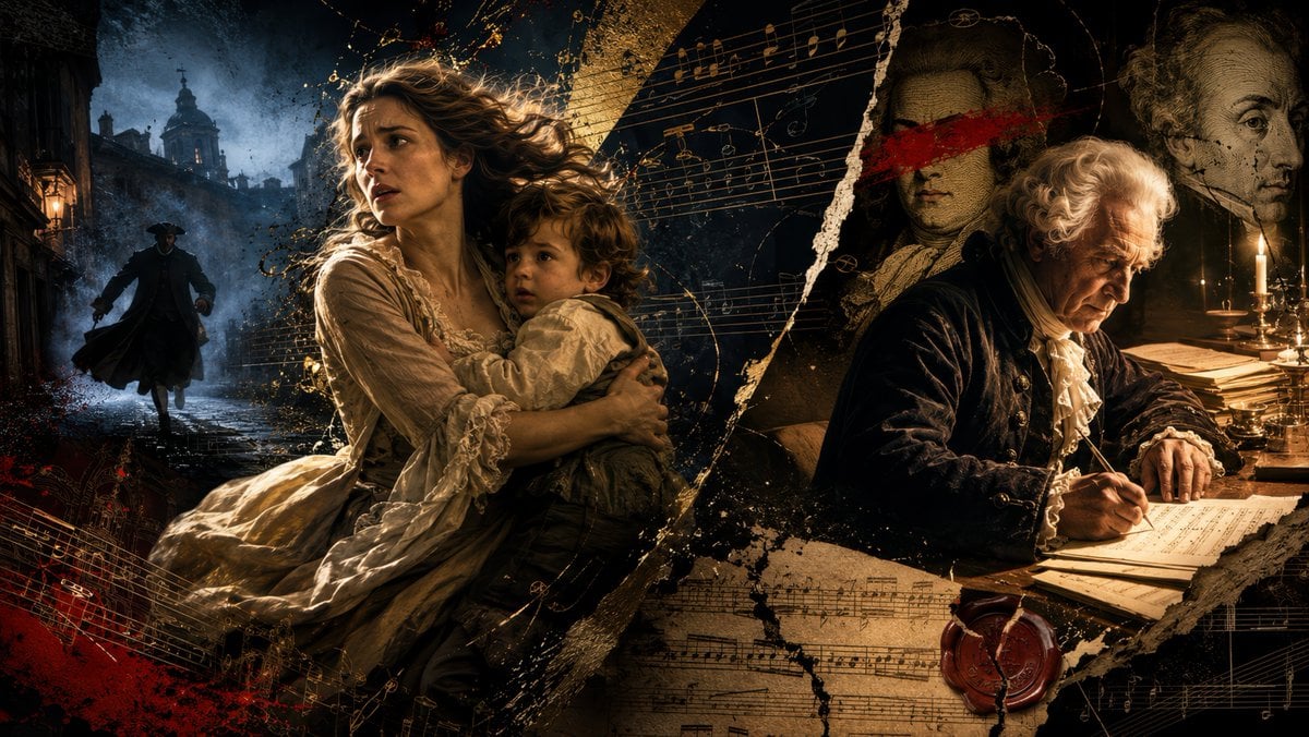 Baroque Composer Mystery Collage — AI image template example