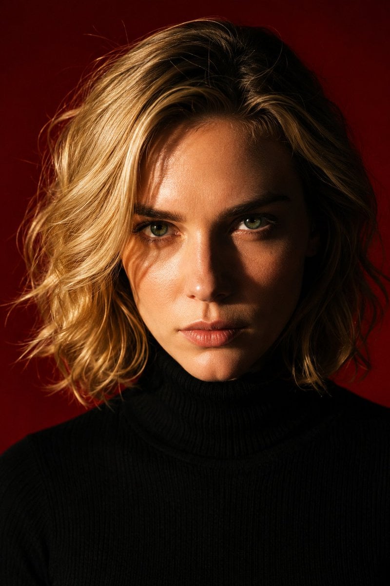 Dramatic Red Background Portrait — AI image template example