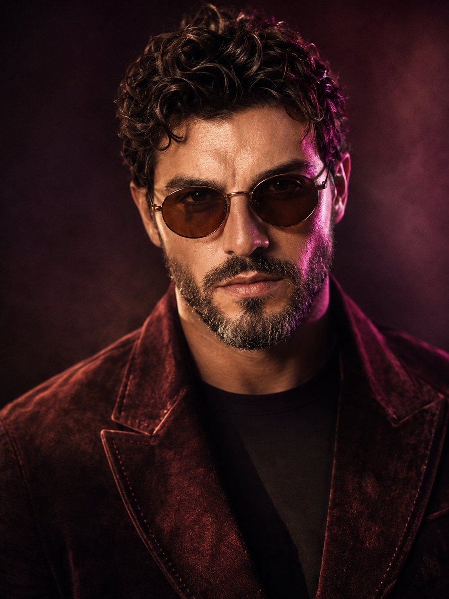 Stylish Man Cinematic Studio Portrait — AI image template example