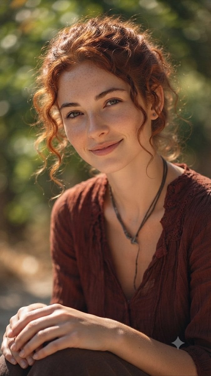 Auburn Hair Outdoor Portrait — AI image template example