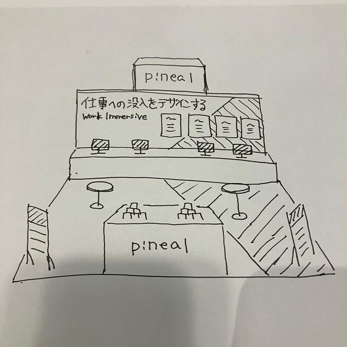 Turn booth sketch into perspective drawing