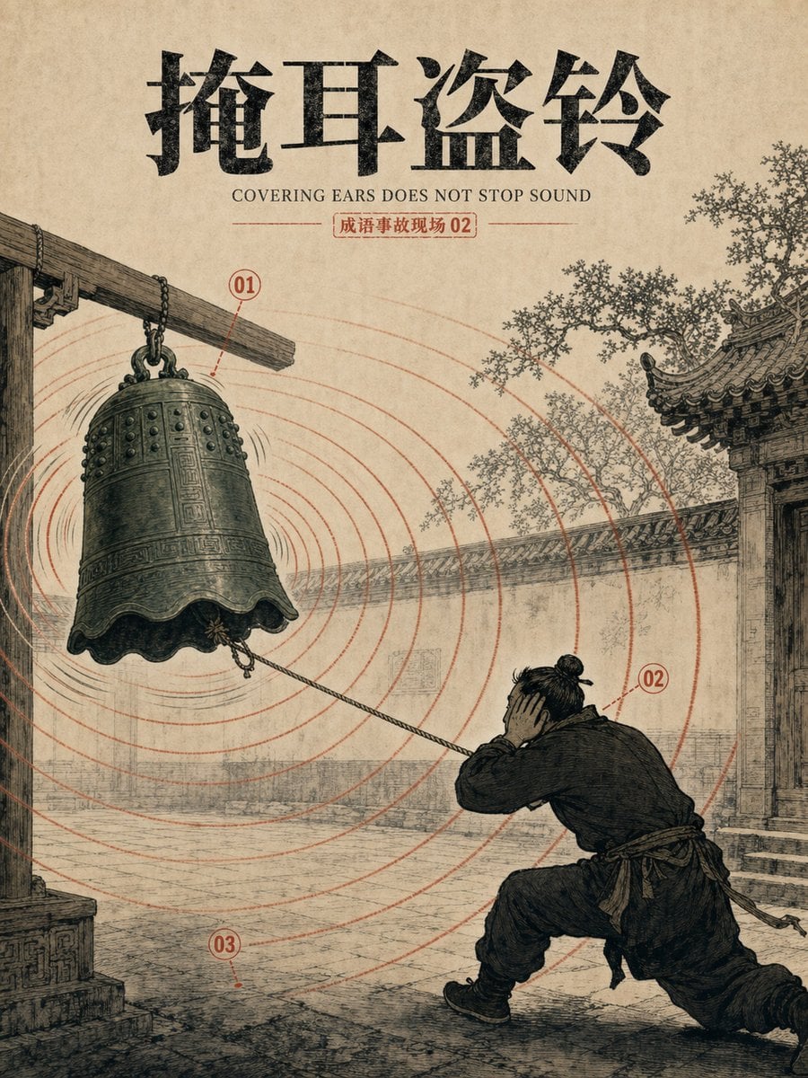 Chinese Idiom Bell Theft Poster — AI image template example