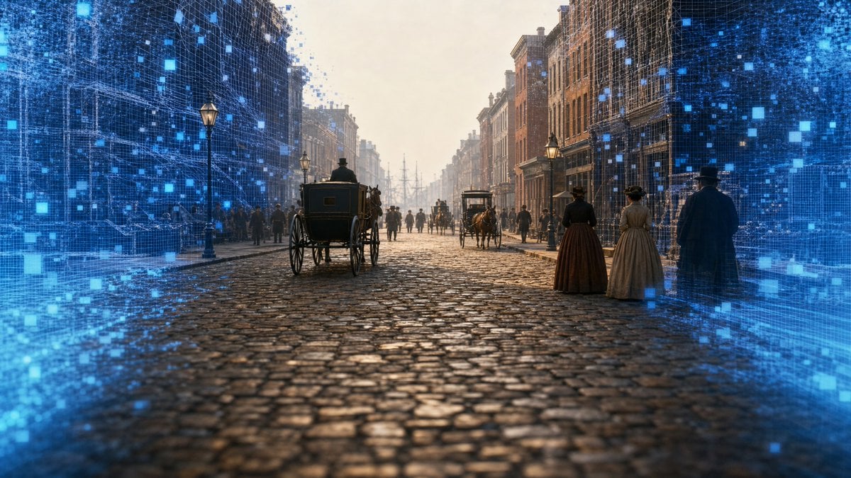 AI-Reconstructed 1827 New York Street — AI image template example