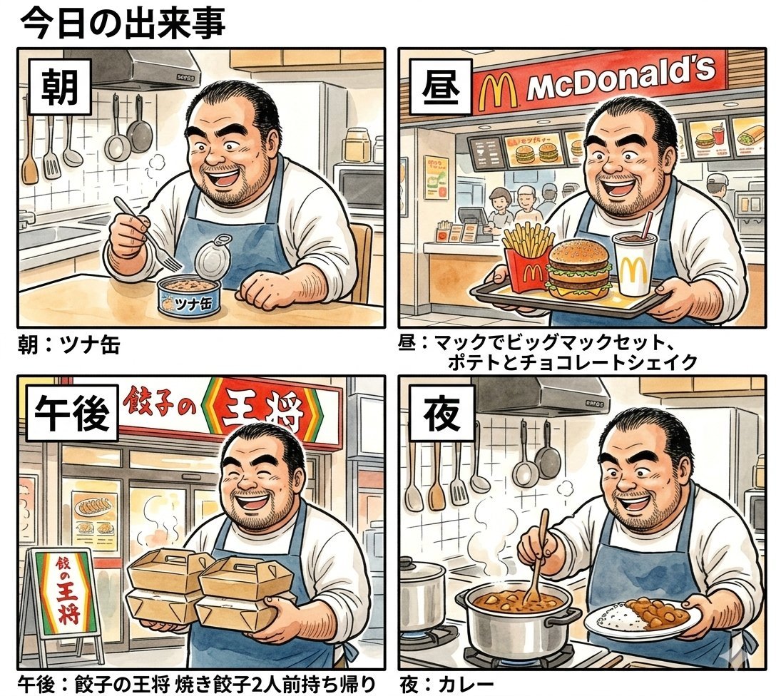 Panel Manga Prompt: A Day's Meals