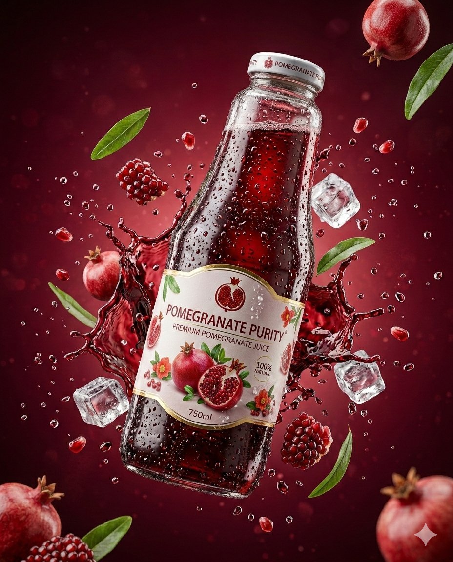 3D Commercial Shot of Cherry Juice Bottle