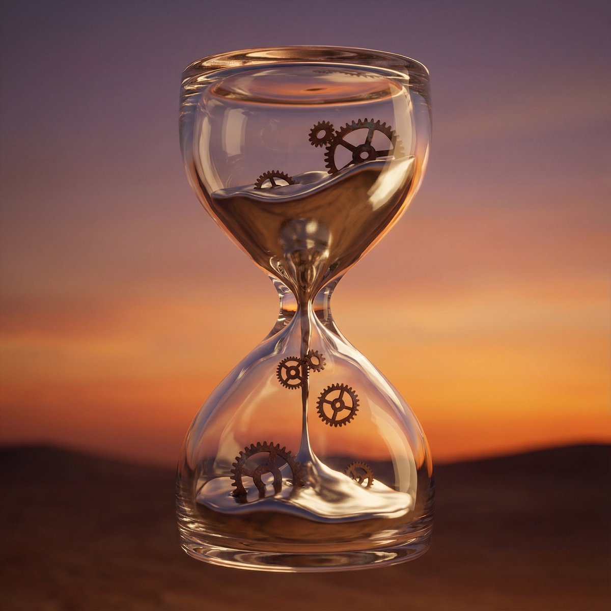 Hyper-Realistic 3D Simulation Prompt: Melting Hourglass