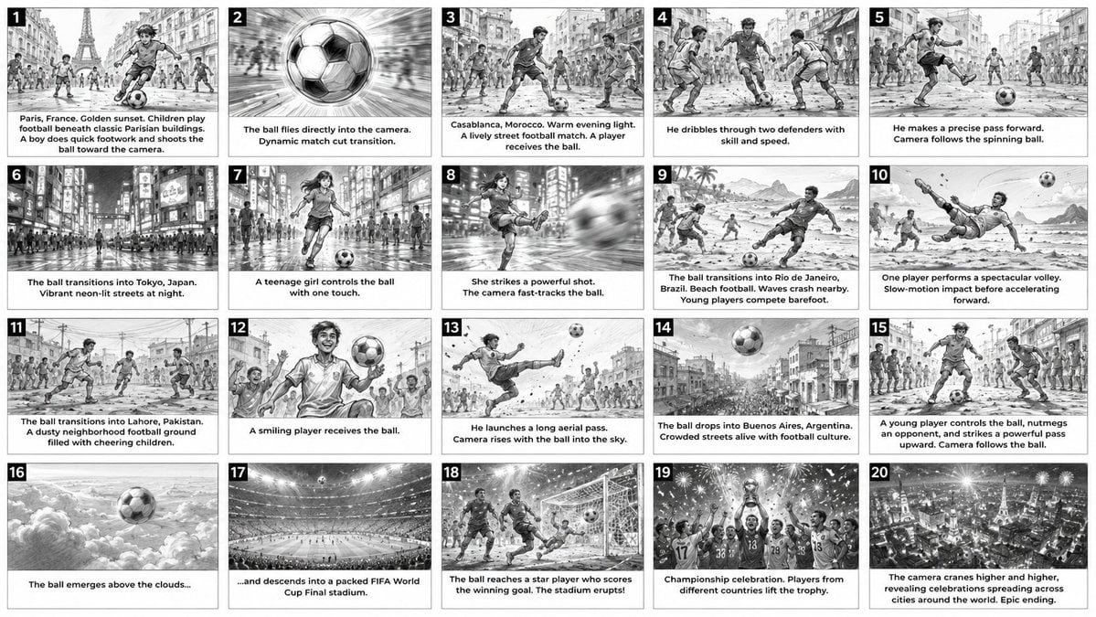 Cinematic Football Commercial Storyboard
