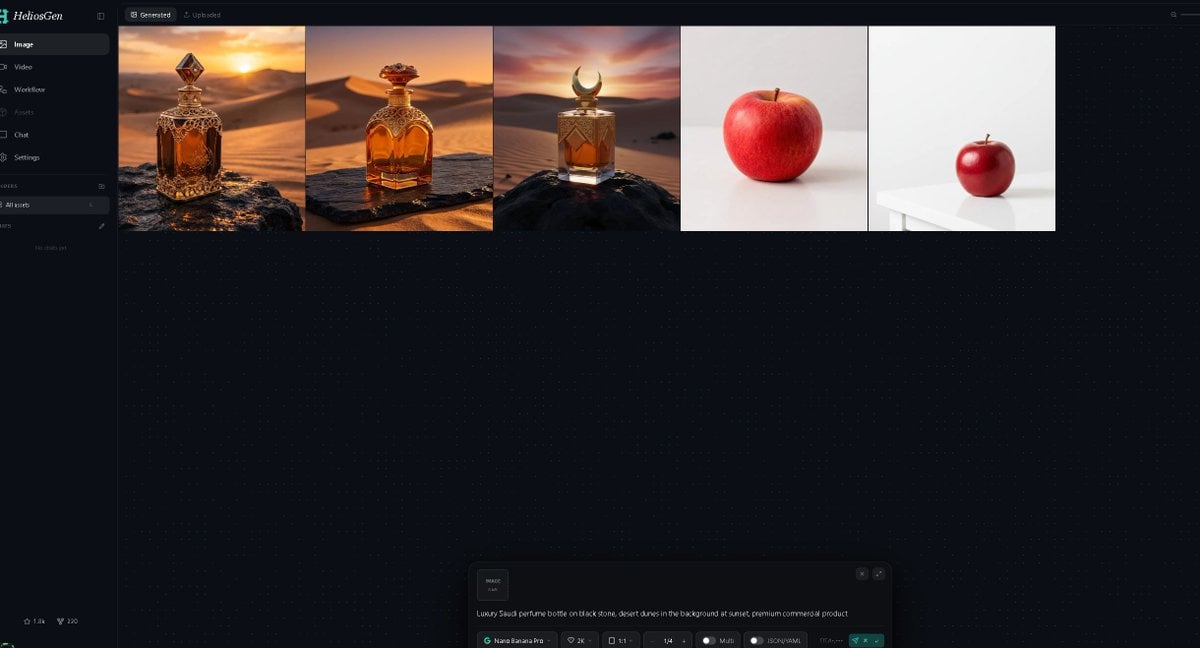 Dark AI Generation Dashboard Screenshot — AI image template example