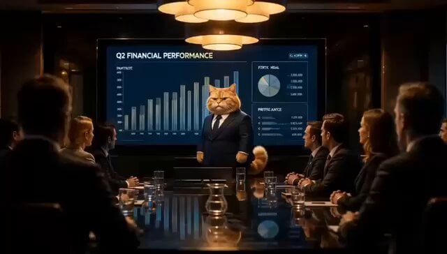 Fluffy Cat CEO Corporate Boardroom Drama — AI video template example