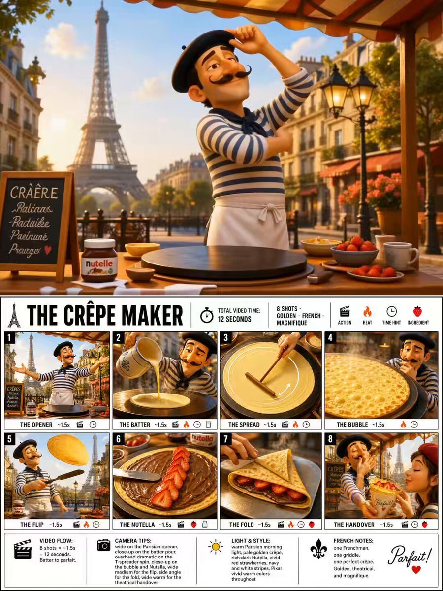 Pixar Style French Crepe Maker Animation