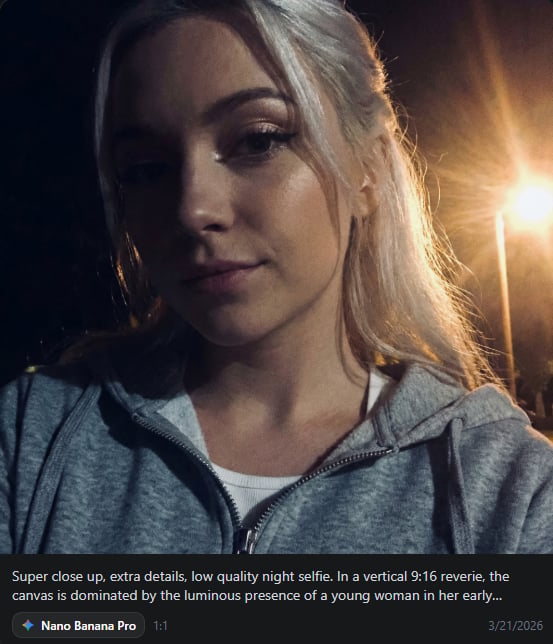 Nocturnal Beauty Night Selfie — AI image template example