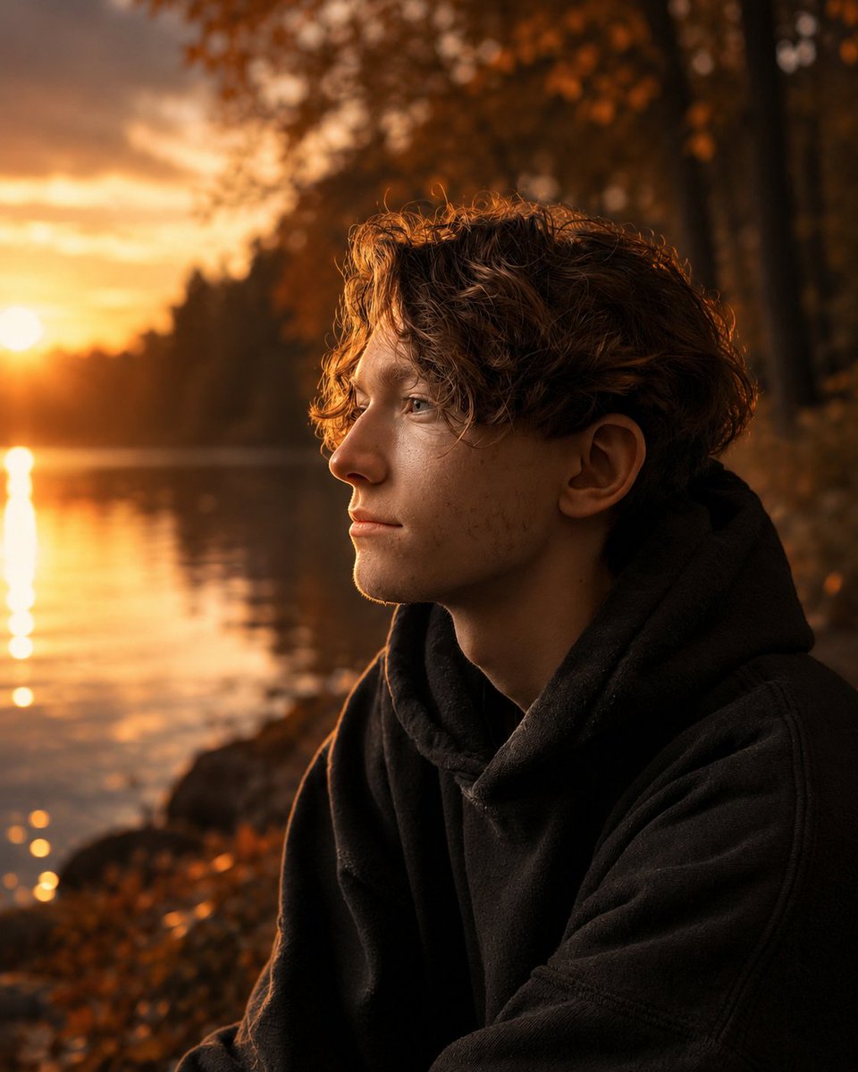 Lakeside Editorial Portrait Transformation — AI image template example