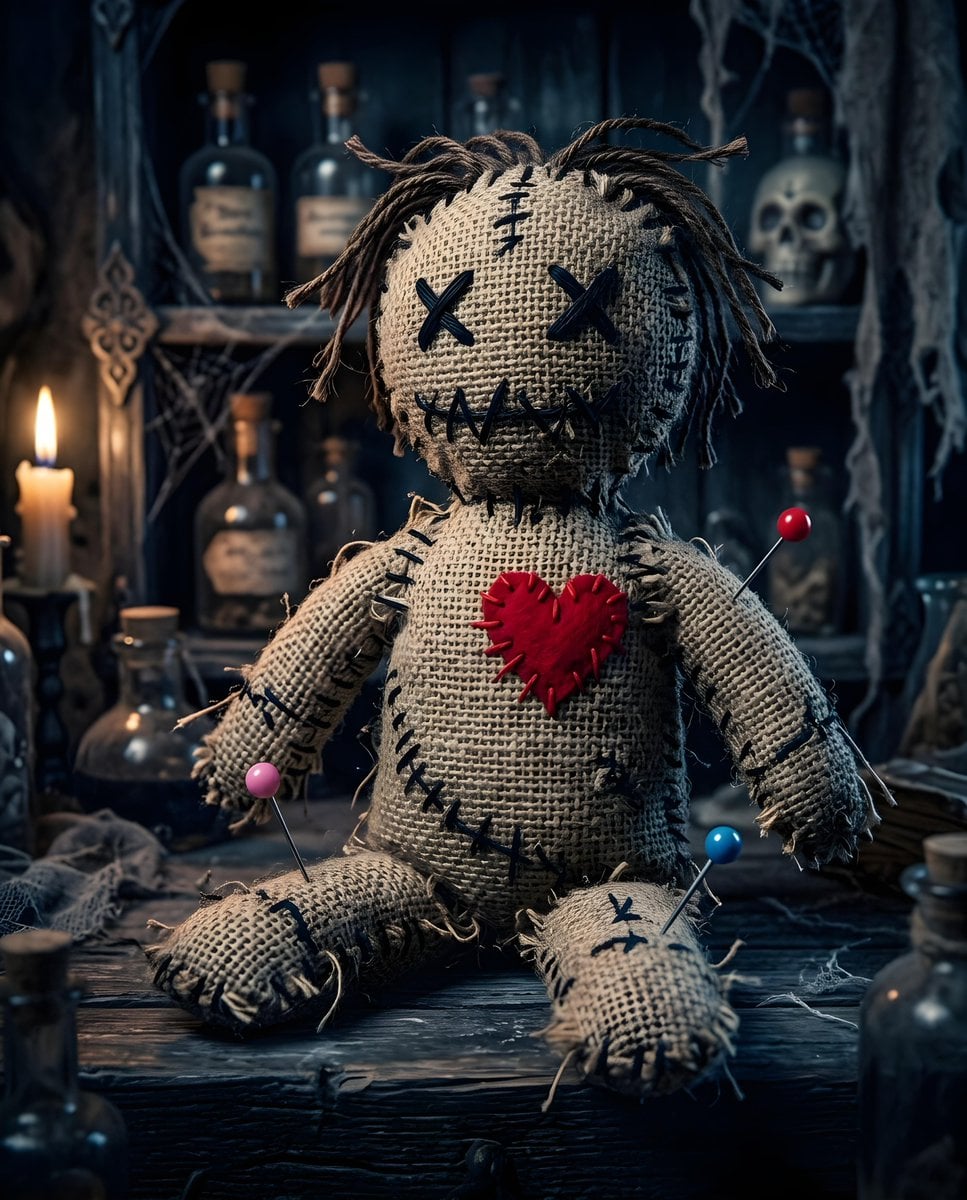 Stitched Burlap Voodoo Doll — AI image template example