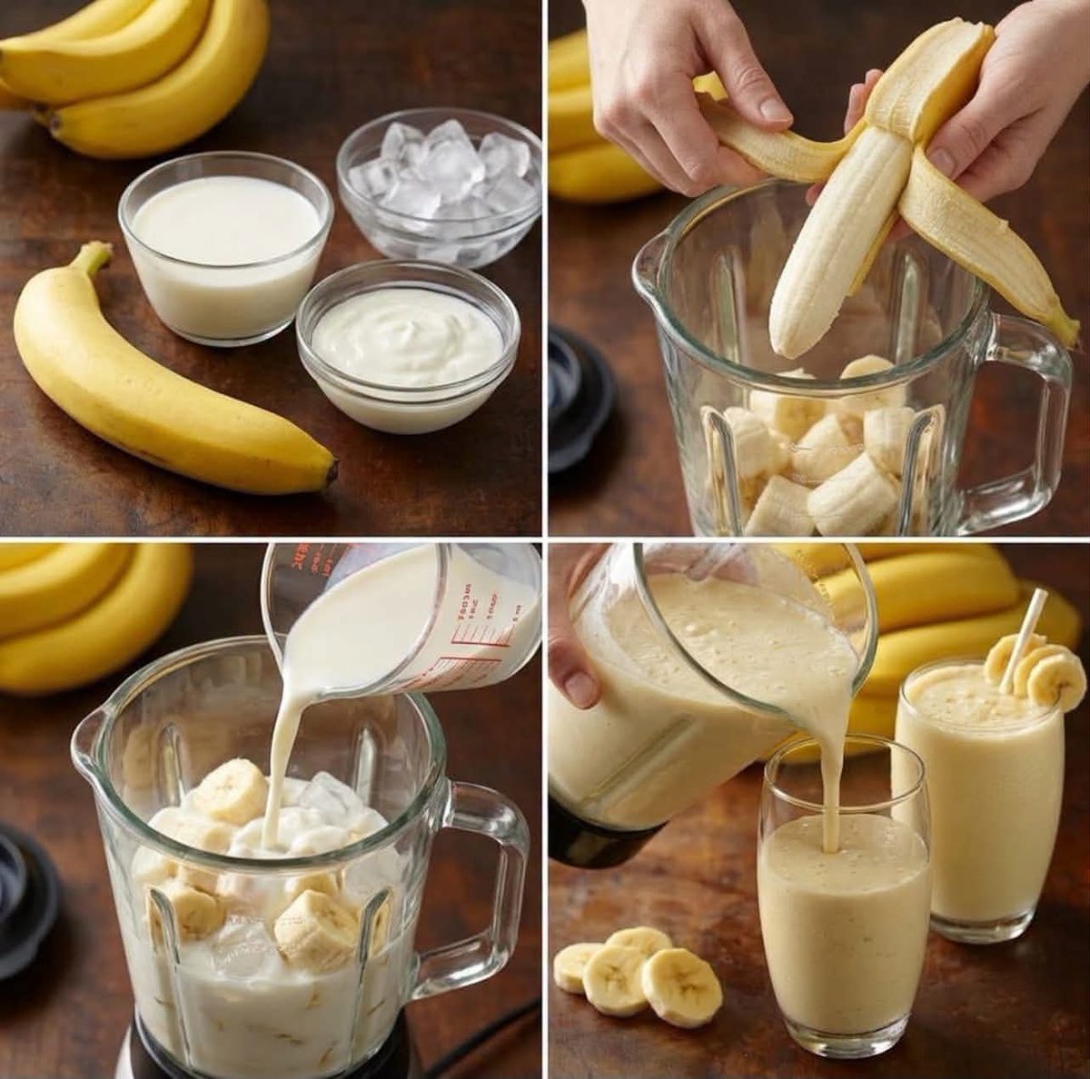 Banana Smoothie Recipe Collage — AI image template example