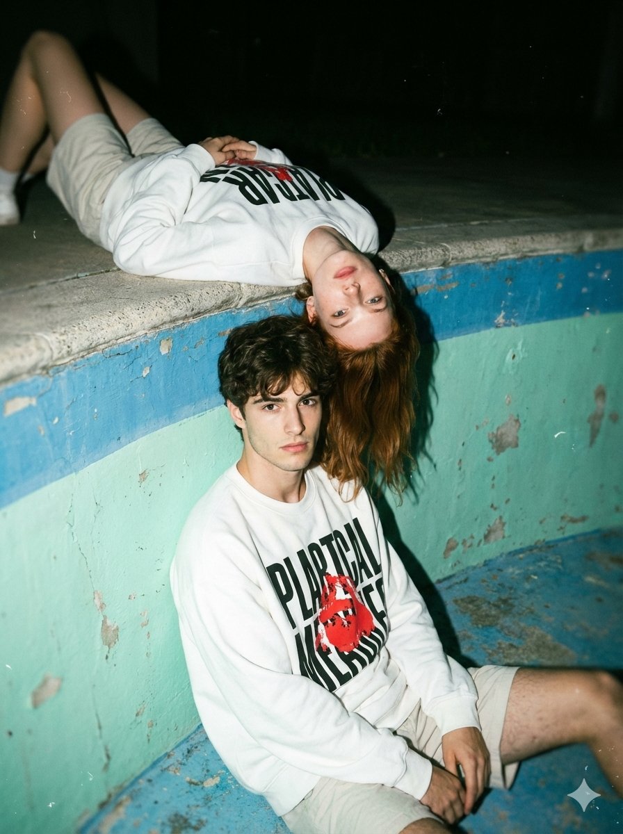 Streetwear Couple Film Shoot Prompt (Empty Pool)