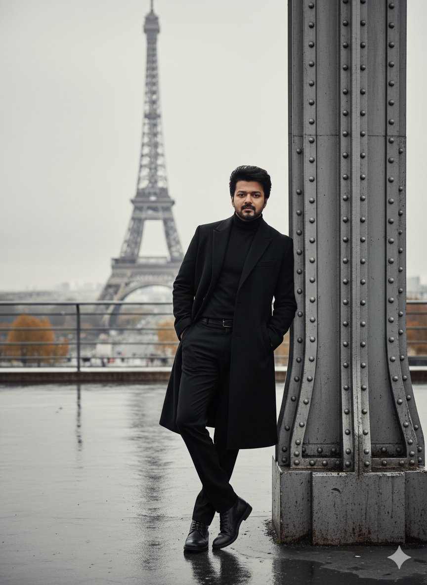 Cinematic Portrait in Rainy Paris