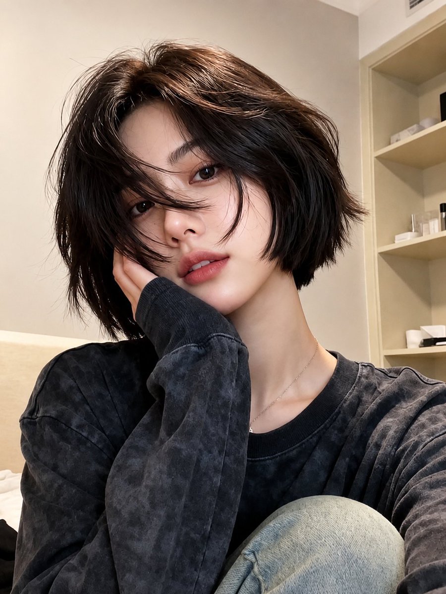 Realistic Korean Lifestyle Selfie Portrait — AI image template example