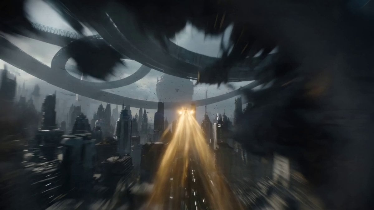 One-Shot Continuous Fall Through Four Layers of Reality