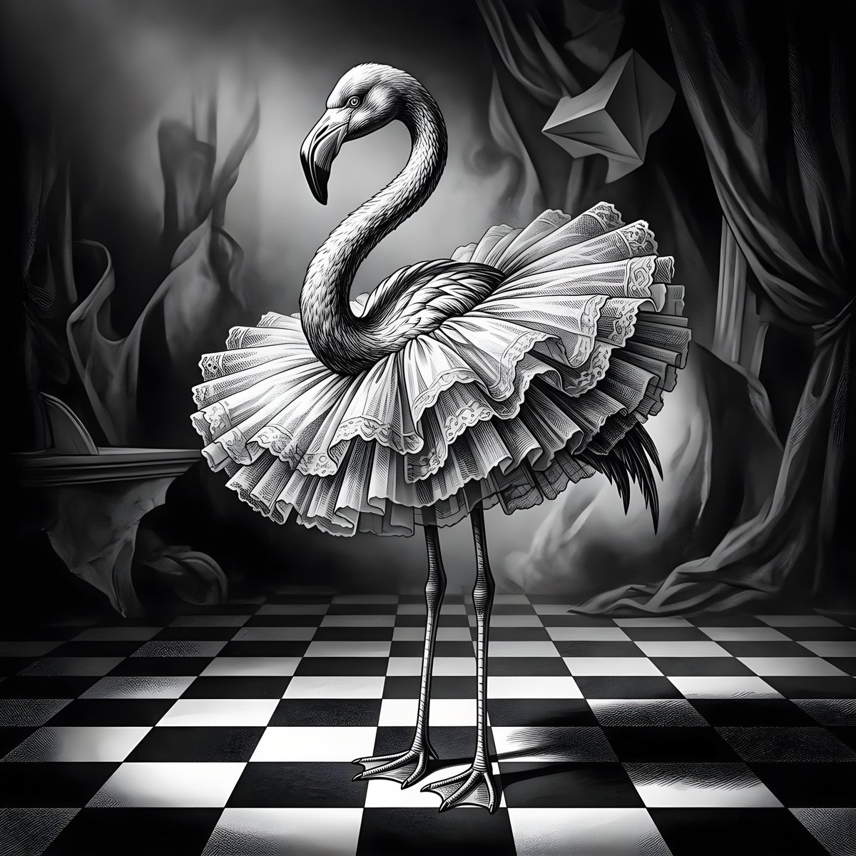 Surreal Flamingo in Tutu — AI image template example