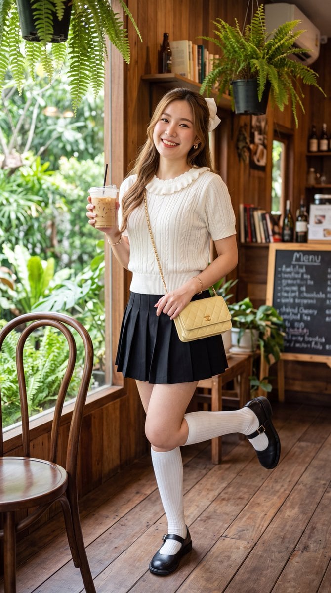 Cozy Cafe Fashion Portrait — AI image template example