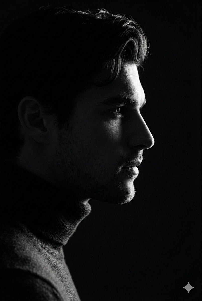 Low-Key Profile Portrait with Single Rim Light