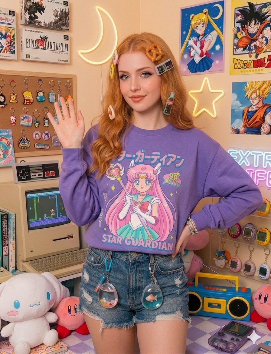 Nostalgic Gamer Girl Room Portrait