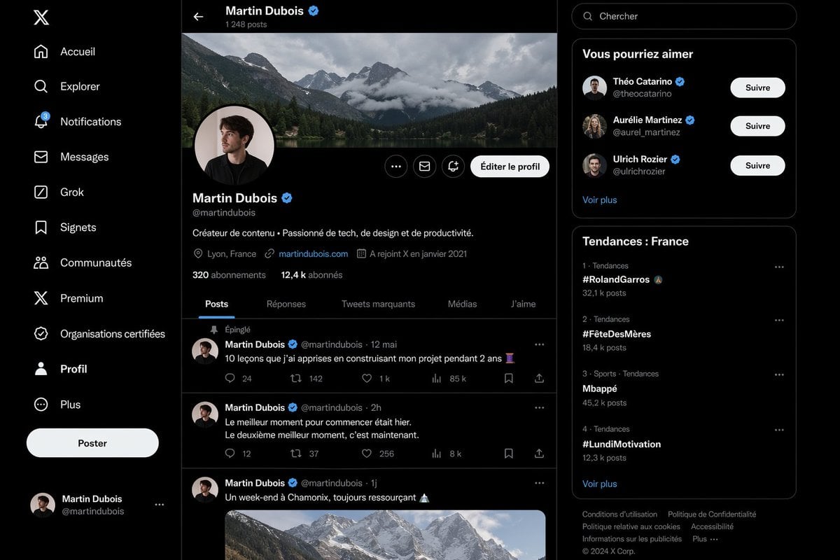 Realistic X Profile Page Mockup