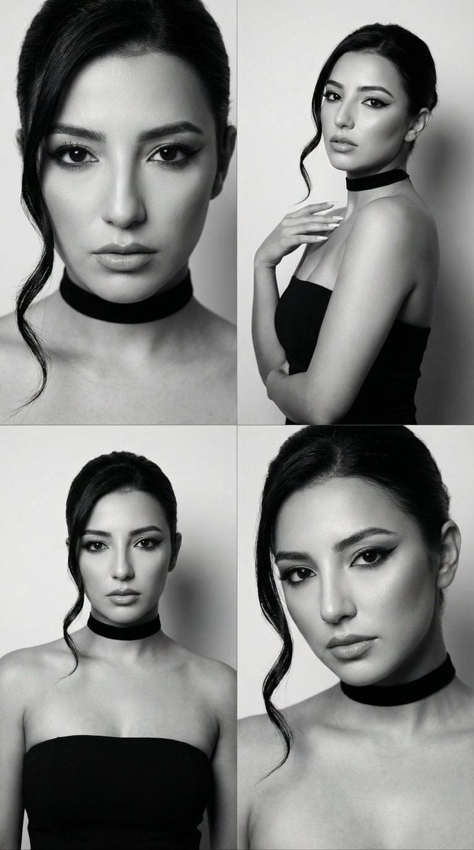 JSON Prompt for Black and White Fashion Editorial Contact Sheet