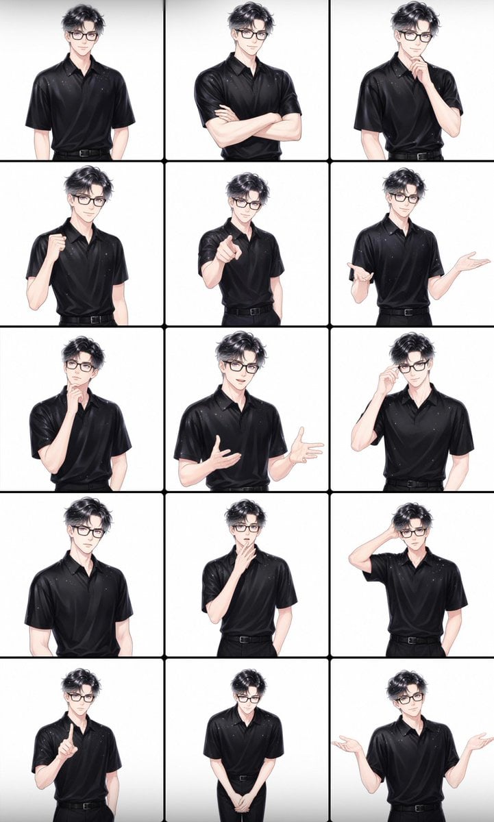 Male Presenter Avatar Pose Sheet