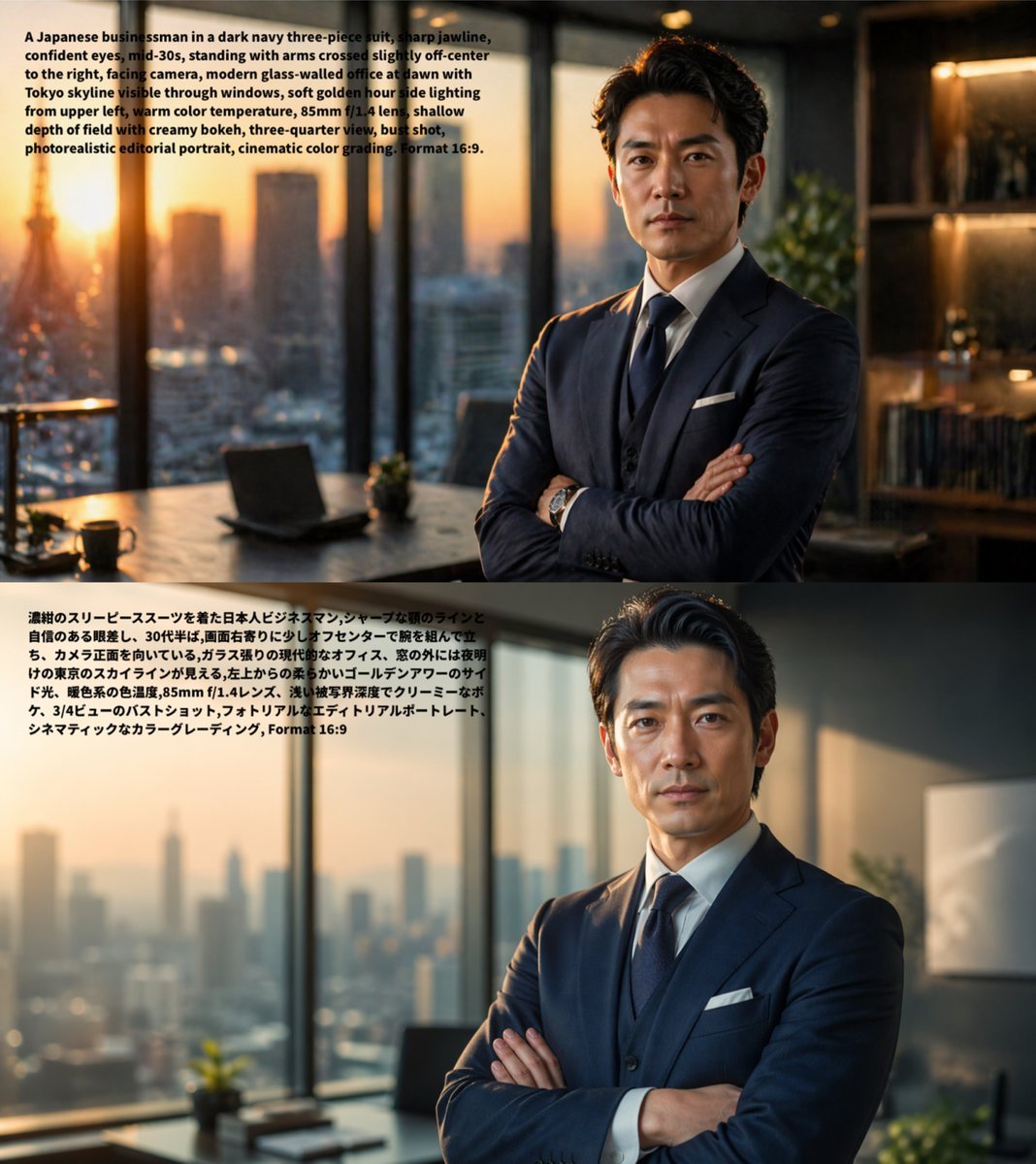 Bilingual Prompt Comparison Portrait