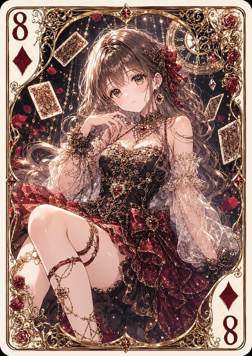 Ornate Anime 8 of Diamonds Card — AI image template example