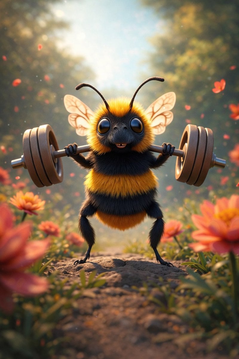 8K 3D Illustration of Anthropomorphic Bees (Gym and Relaxing)