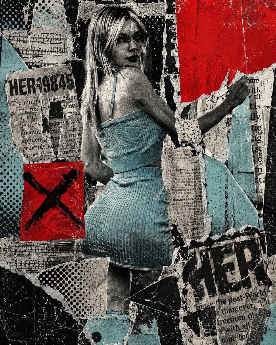 Dark Pop Art Mixed Media Collage — AI image template example
