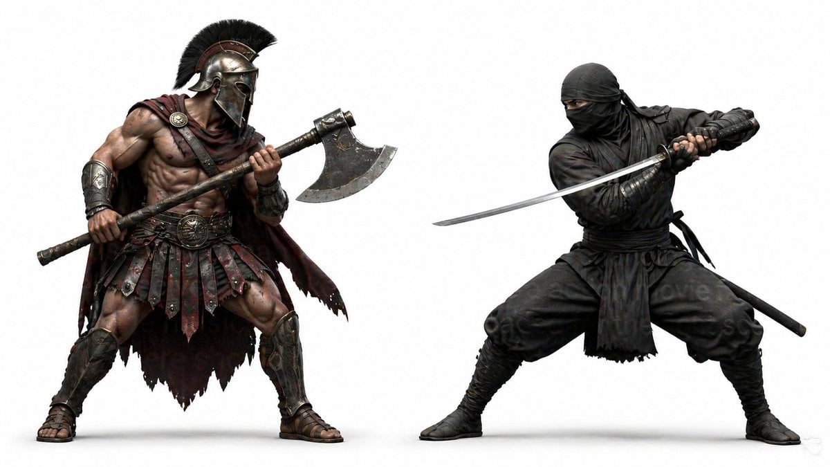 3D Gaming Character Battle Scene — AI image template example