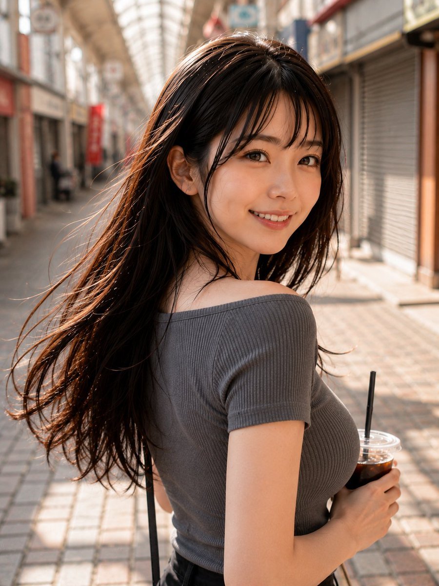Candid Arcade Street Portrait — AI image template example